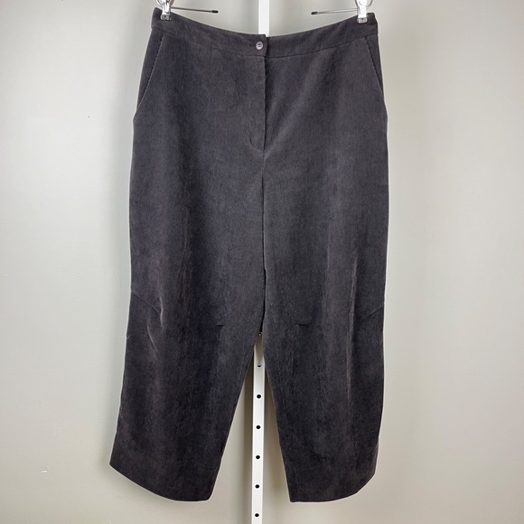 LUNN Lilith‎ Gray Barrel Leg Corduroy Pants Womens XL Dark Gray Wide Leg - Picture 1 of 7